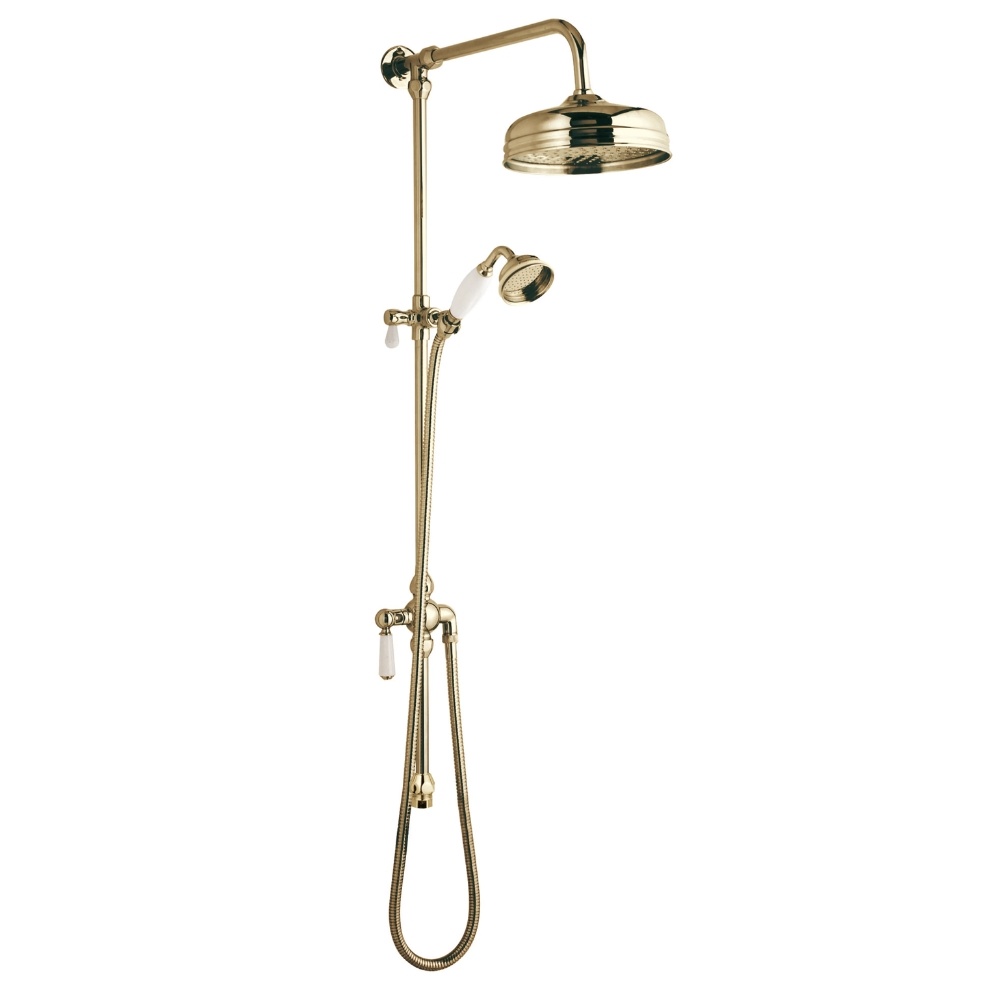 BC Designs Victrion Superbe Gold Fixed Riser Kit with Shower Head & Handset Cut Out